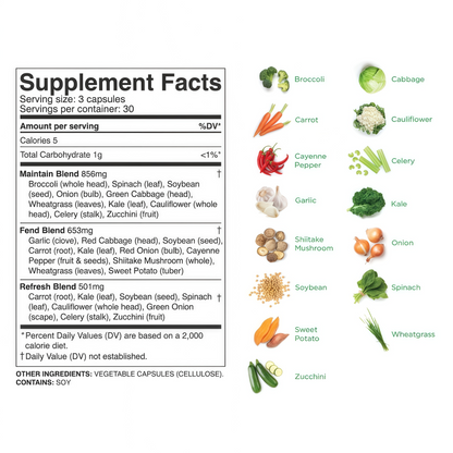 Balance of Nature Fruits & Veggies Supplements - Whole Fruit and Vegetable Ingredients for Women, Men, and Kids - 90 Fruits Capsules, 90 Veggies Capsules - 1 Set